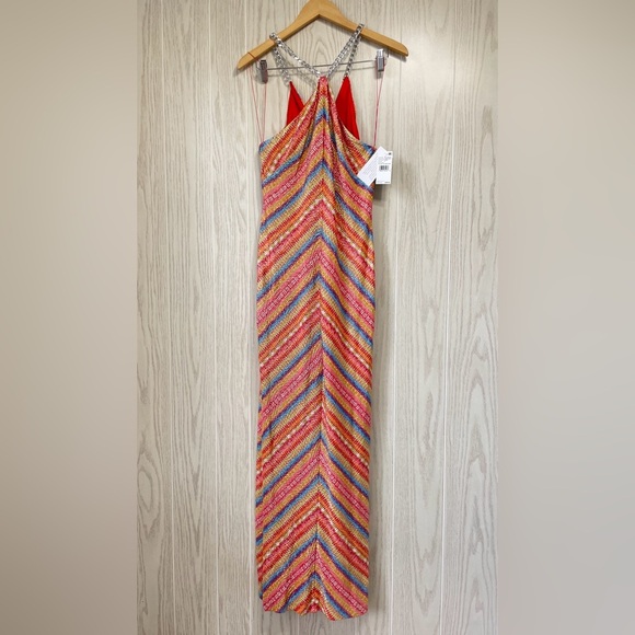 LIV FOSTER Striped Foil Knit Maxi Dress Size 6 NWT - Picture 9 of 9